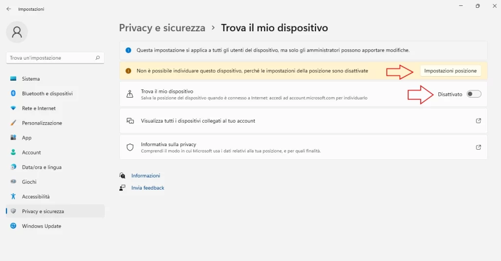 trova il dispositivo 