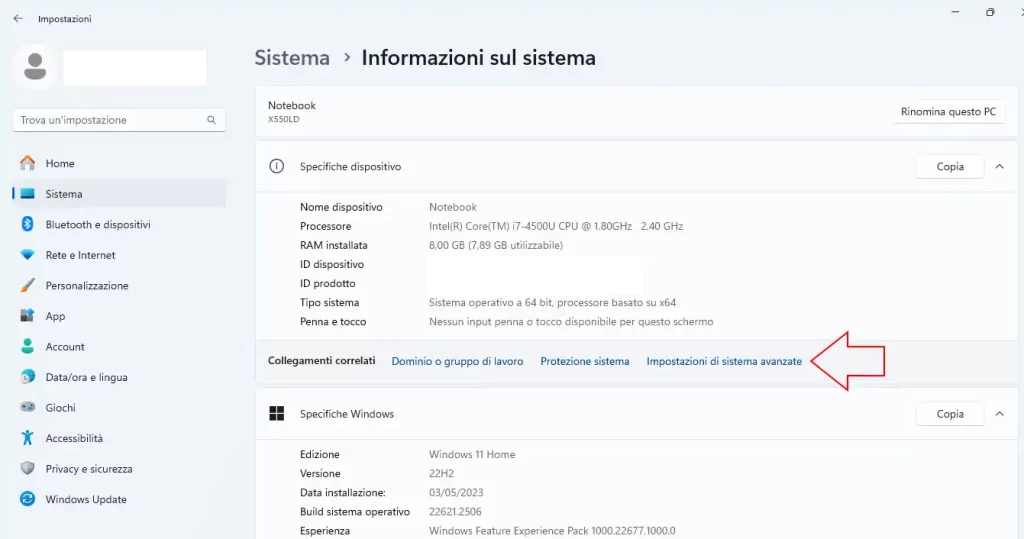 impostazioni sistema avanzato impostazioni sistema avanzato