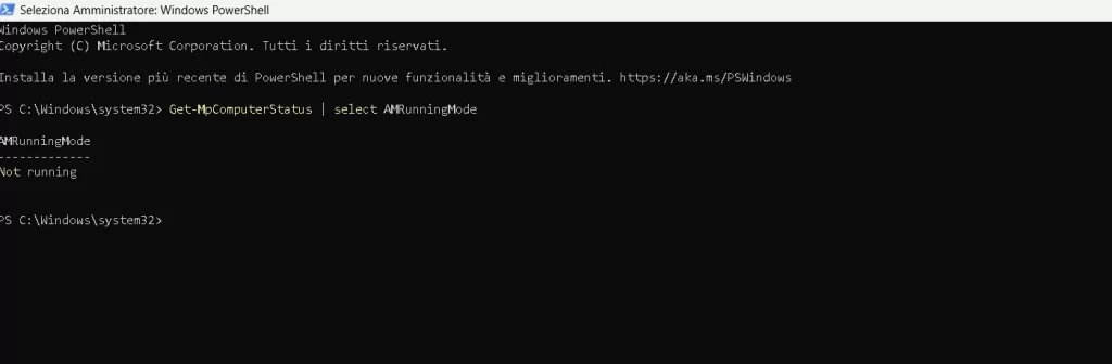 powershell windows defender not running